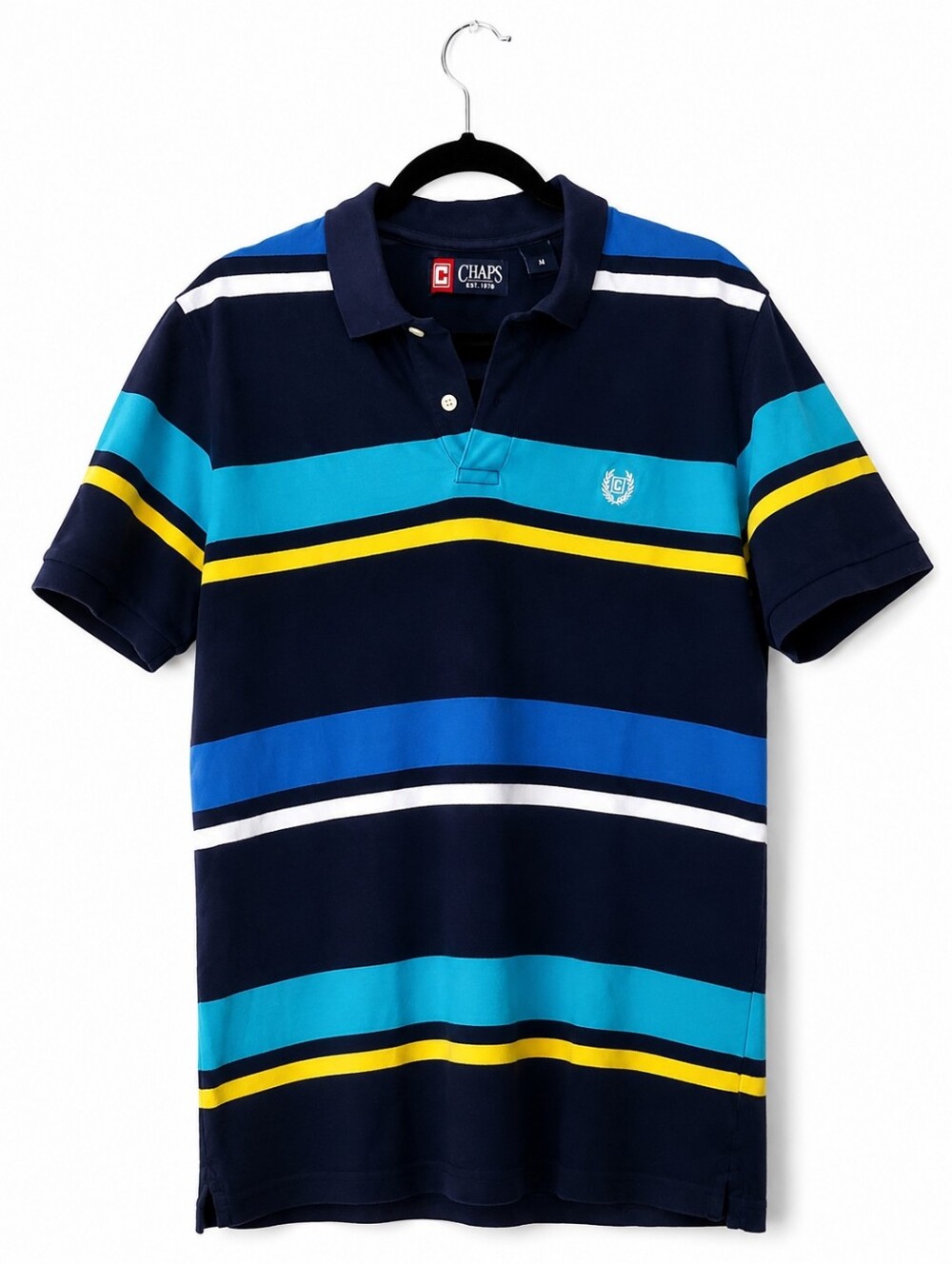 Chaps Mens Stripe Polo Shirt Size Medium